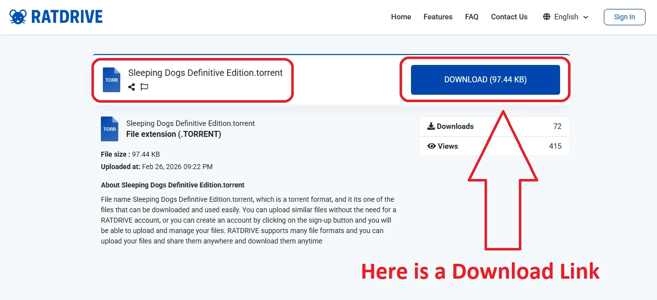 Screenshots showing how to download torrent files